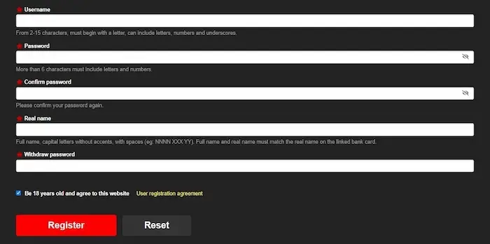 57v App mobile registration with download and login options